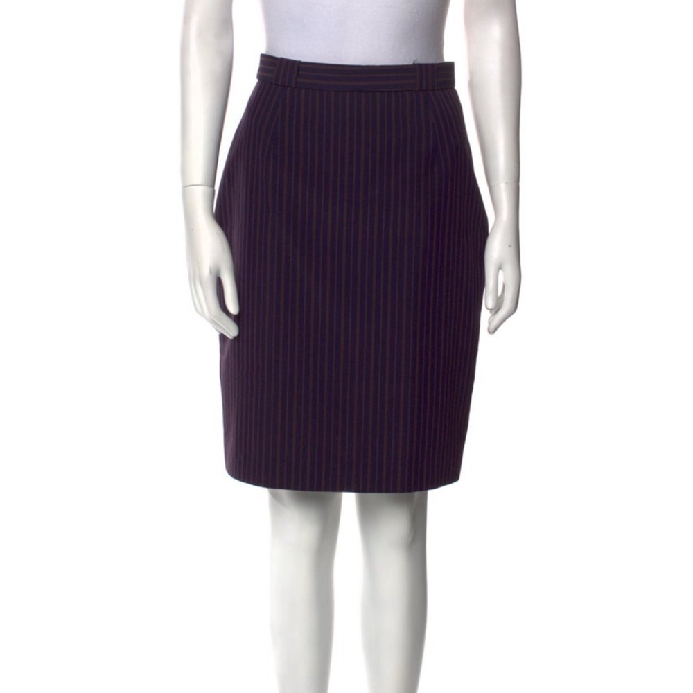 Kenzo Dark Purple Pinstripe Pencil Skirt